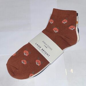 Lane Bryant Patterned 3 Pack Ankle Socks Size 8-12 NWT